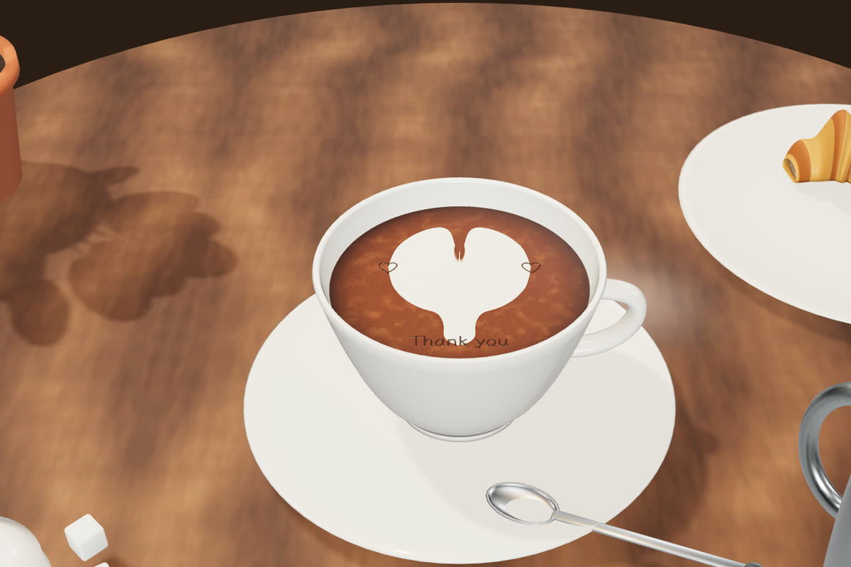 カフェのテーブルに置かれたラテアート